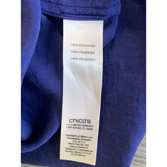 Chico's Women's Scoop Neck Button-Up Tank Top Short Sleeve Blue Size Small - Picture 4 of 5